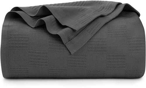 Utopia Bedding Decke aus 100 % Baumwolle (volle Größe – 228 x 213 cm), 350 g/m², leichte Thermodecke, weiche, atmungsaktive Decke für alle Jahreszeiten, Rauchgrau