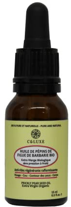 Huile de pépins de figues de barbarie BIO, 100% pure extra vierge Biologique: 15 ml, MEILLEURE HUILE anti rides anti âge, première pression à froid, huile visage corps, anti cernes
