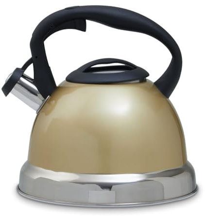 Premier Housewares Red 3000ml Whistling Kettle Sturdy Stainless Steel Design Ergonomic Handle Contemporary Red Kettle For Everyday Use 22 cm x 23 cm x 23 cm