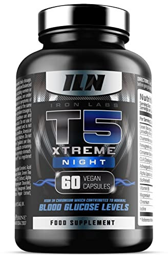 Iron Labs T5 Xtreme Night - Potent Overnight Formulation - Keto Friendly - with CLA, Green Tea, Chromium & Alpha Lipoic Acid (60 Vegan Capsules)