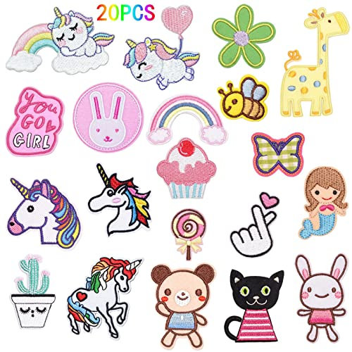 20 Pieces Iron on Patches Embroidered Patch Sew On Patches Set Embroidery Applique Patches Stickers for Clothing Jackets Backpacks Jeans