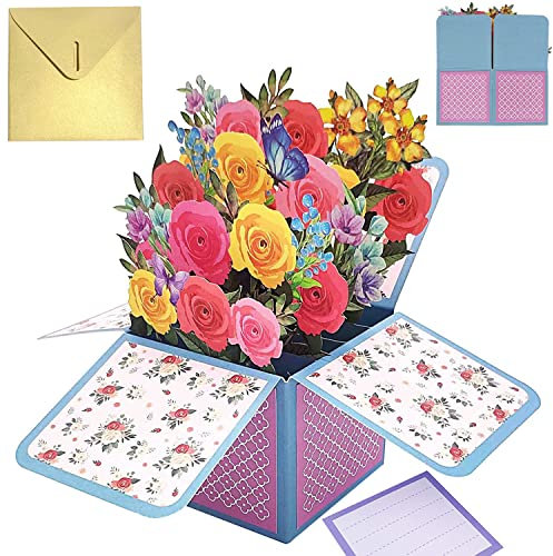 Geburtstagskarte Pop Up Karte Geburtstag Muttertagskarte Valentinstag Karte 3D Geburtstagskarten mit Umschlag für Frau Mann Mütter Mädchen Freunde Romantik Geschenk (Stil A3)