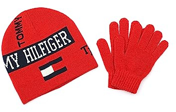 Tommy Hilfiger Jungen Wendbares Logo Mix Beanie und Handschuh Set Beanie Mütze