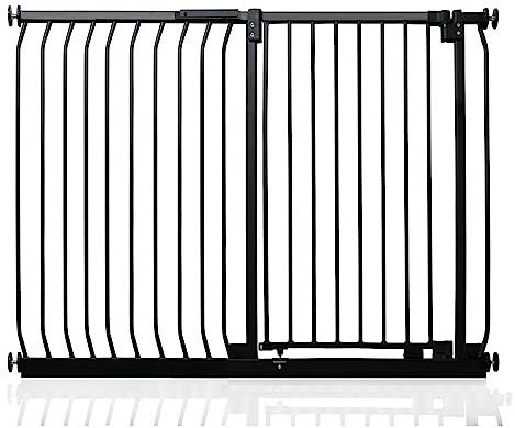 Safetots Extra Hohes Elite Sicherheitsschutzgitter, 125cm - 134cm, Mattschwarz, Extra hohe 96.8cm Höhe, Treppenschutzgitter mit Druckmontage, Sicherheitsbarriere, Einfache Installation