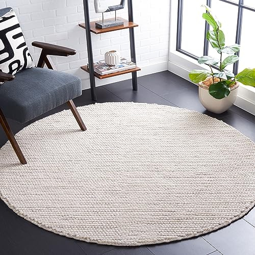 Safavieh Naturfaser Teppich für Wohnzimmer, Esszimmer, Schlafzimmer - Natural Fiber Collection, Kurzer Flor, Elfenbein, 120 x 120 cm