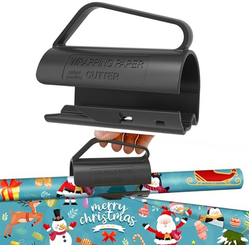 Geschenkpapier Schneider für Rollen, Tragbare Sliding Weihnachts Geschenkpapier Cutter, Geschenkpapier Schwarz Papierschneider, Roll Papier Schneidegerät für Weihnachten, Geburtstag, Halloween