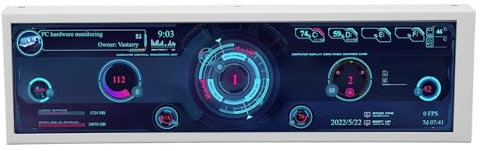 Cuifati 8,8-Zoll-PC-Temperaturmonitor, IPS-Sekundärbildschirm mit 360-Grad-Drehung, Sensorpanel-Anzeige für CPU-GPU, Aida 64-CPU-Auslastung, RAM, FPS, Festplattendaten, 1920 X (Mit