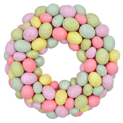 Harilla 40 cm großer Ostereier-Kranz zum Aufhängen, Dekoration für Ostern, Partyzubehör, künstlich, zum Dekorieren von Türen, Wänden und Schlafzimmern