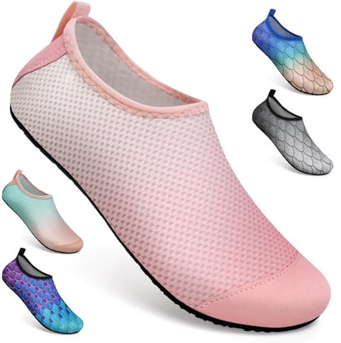 WateLves Chaussures Aquatiques SéChage Rapide AntidéRapant Homme Femme Unisexe Piscine de Plage Surf Snorkeling Pieds Chaussure Piscine Chaussures d'eau(Rose Blanche 38/39)