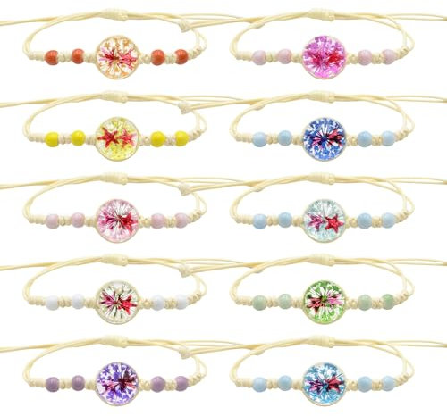 Cosswe Freundschaftsarmbänder für Mädchen,Stern Blumen Geflochten Freundschaft Armbänder Verstellbare Freundschaftsarmband Bunte Blumen Gewebte Armbänder Handgefertigt Armband für Frauen Teenager