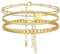 FOCALOOK Lot de Chaînes Chevilles Femme Plaqué Or Ajustable, Chaîne Cheville Maille Gourmette 5mm Chaîne de Pied Maille Mirroir 3mm Bracelet Cheville Coeur Double Chaîne