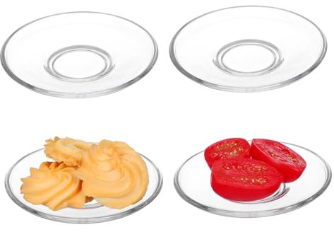 CIYODO 4piezas Platos De Vidrio Transparente Platillos y Refrigerios Vajilla De Cocina De Vidrio