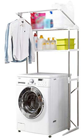 SJFYB Support de Rangement pour Machine à Laver à 2 Niveaux avec Rail, Gain de Place, étagère de Toilette, pour buanderie, Salon.