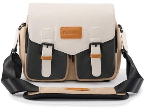 Cwatcun cámara Bolsa de Hombro Bolsa de la cámara compacta, pequeña cámara Impermeable Bolsa de Mensajero con Soporte para trípode, la fotografía de Viajes Bolsa DSLR/SLR/cámara sin Espejo,M