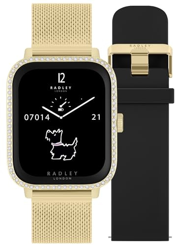 RADLEY Series 20 Smart Calling Watch with Interchangeable Gold Mesh and Black Silicone Straps RYS20-4020-SET