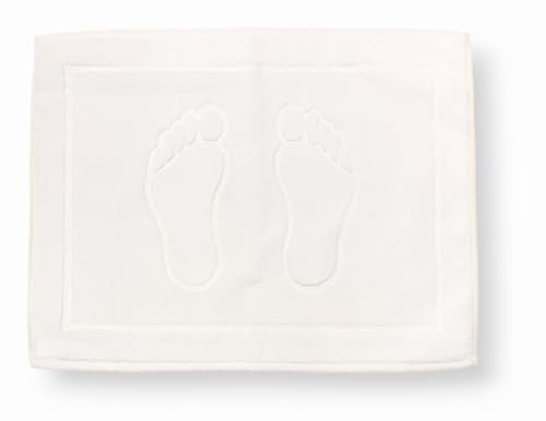 Tappeto Bagno Scendi Doccia Spugna Foot Impronte 0P Cotone Bianco Panna Tortora (Bianco, 45x60)
