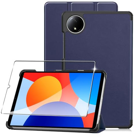 CAUHENYEE Hülle für Xiaomi Redmi Pad SE 8.7 (2024),Tablet-Schutz-Bundle mit 1 Stück Displayschutzfolie,vertikaler Standfunktion, Schutzhülle für Xiaomi Redmi Pad SE 8.7- Blau