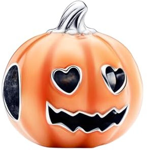 Amuefer Glow-in-the-dark Pumpkin Charms für Armbänder 925 Sterling Silber mit Cubic Zirkonia Anhänger für Halsketten Geburtstag Weihnachten Schmuck Geschenke für Frauen