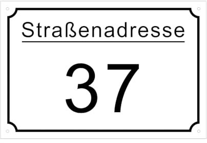 CQSXM Hausnummer mit Straßennamen und Nummer Hausnummernschild aus Aluminiumlegierung - Anpassbare Nummer und Straßenname Wetterfest (20x15 cm)
