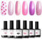 Modelones Gel Nail Polish, 6 Colors Pink Nude Purple Gel Nail Polish Set Soak Off Glitter Mermaid Nail Drawing Gel Polish Swirl Shell Thread Effect Nail Art DIY Manicure Salon and Home for Women