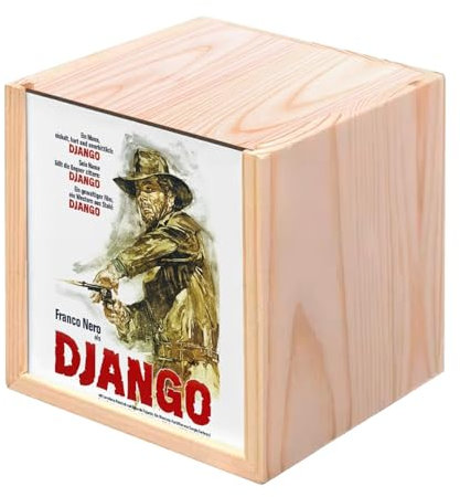 Fabulous Holzkiste – Django Altes Filmposter Retro Kino Vintage Western (10 x 10 x 10 cm)