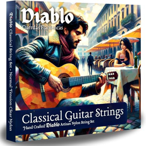 Diablo Classic Spanische Gitarrensaiten-Set – Vollpackung mit 6 Ersatzsaiten – Normal Tension Pro Nylon Artisan Saiten geeignet für 4/4 und 3/4