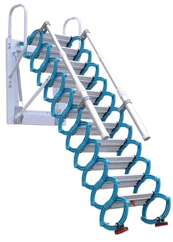 GddOGUK Manuelle Dachbodenleiter mit Teleskoparmlehnen. Dachbodenleiter zum Herunterziehen, platzsparende Dachbodentreppe, Dachleiter für den Innen- und Außenbereich