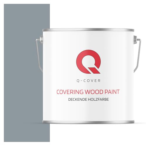 Q-COVER DECKENDE HOLZFARBE 5L HALBMATT Silbergrau RAL 7001 RAL DECKFARBE HOLZLACK DECKLACK WETTERSCHUTZFARBE ALLE HOLZARTE OSB-PLATTEN INNEN AUßEN ca. 80-150 ml / m2
