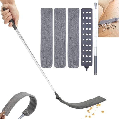 Arcticlean Teleskop Staubwedel,mikrofaser staubwedel,ausziehbares Staubreinigungsgerät Für Schmale Zwischenräume Articlean,mit Edelstahl Teleskop Stange Und 3 Abwaschbaren Tüchern Für Unter Sofa