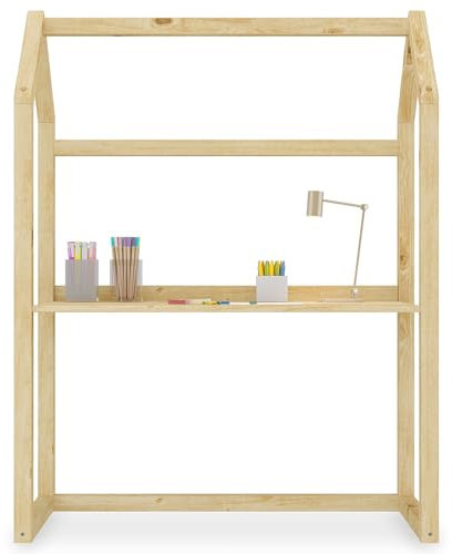 IDIMEX Kinderschreibtisch Tina in Hausform, Natur - höhenverstellbarer Schreibtisch für Kinderzimmer, mitwachsend und individuell anpassbar, aus Kiefer Massivholz