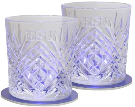 Hamburger SV HSV Glas mit LED Untersetzer, Gin Gläser mit HSV Gravur und leuchtendem Licht, Originale Fanartikel