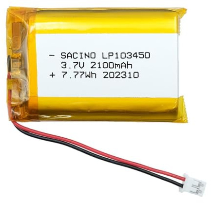 efaso Akku 3,7V Verschiedene Kapazitäten (mAh) & Verschiedene JST PH Stecker - Akkus kompatibel mit Dash Cams/Lautsprecher/Headset/Tastatur/Maus usw. (103450-3,7V 2100mAh JST PH2.0-2P Stecker)