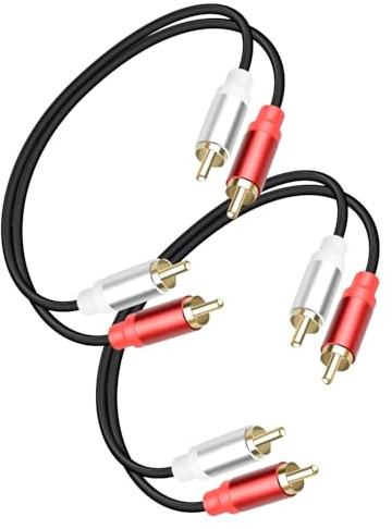 YANBORONSN 2RCA to 2RCA Cable 0.9FT,Short 2 RCA Male to 2 RCA Male Stereo Audio Cable for HDTV,Home Theater, Speaker(2Pack)