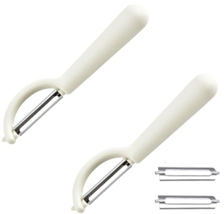 2Stück Sparschäler mit 2 Ersatzklingen für Tupper Schäler P-Schäler | Kartoffelschäler Edelstahl Klinge Ersatzteile Set,Gemüseschäler Spargelschäler Doppelklinge Peeler für Tupperware Kartoffeln