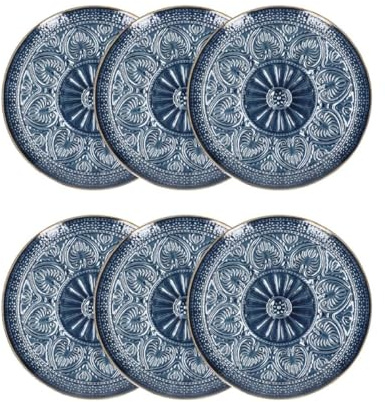 HOMLA INDIE Speiseteller-Set 6-tlg, 27 cm, orient. Design, kratzfest, spülmaschinenfest, Neuheit