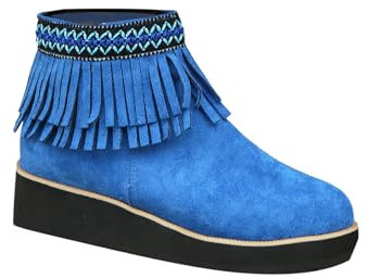 Stivali da donna con zeppa ampia vestibilità comoda stivaletti alla caviglia eleganti casual con frangia classica cerniera laterale tacco basso grosso stivali da donna stivali western da lavoro