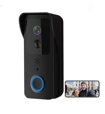 NGBFF Videocitofono, Videocitofono WiFi 5G 2.4G 1080P Tuya Smart, citofono wireless esterno, telecamera wireless impermeabile, campanello con suoneria(Black Option 1)