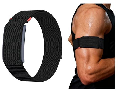 GIOPUEY Bizepsband Armband Kompatibel mit Amazfit Helio Strap, Geflochtenes Nylon Bicep Armband [Unisex] elastisch Ersatzarmband - Black