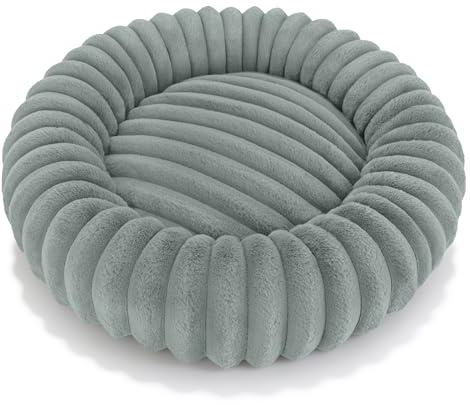 Domarex Rundes Hundebett 60x60 cm - Weiches Faux Rabbit Fur für Komfort - Ideal für Hund und Katze - Gemütliche Ruhezone für Ihr Haustier, M, Sage