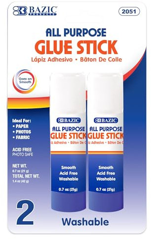 BAZIC 21g / 0.7 Oz Premium Large Glue Stick (2/Pack)