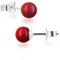Schöner-SD Damen Ohrstecker 925 Silber mit runden Perlen Kugeln 6mm koralle-rot