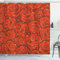 ABAKUHAUS Rose Duschvorhang, Rote Rosen Wasser Regen-Tropfen, Stoffliches Gewebe Badezimmerdekorationsset mit Haken, 175 x 200 cm, Rubin Vermilion