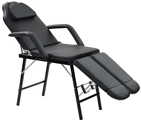 vidaXL Kosmetikliege Tragbar Kunstleder Schwarz Kosmetikstuhl Massageliege