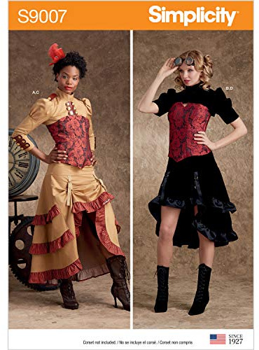 Simplicity Sewing Pattern Misses' Steampunk Costumes, Paper, White, Various, US9007H5