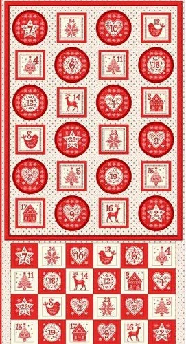 Christmas Scandi Pockets Advent Calendar Holiday Cotton Fabric Panel