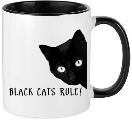 Cats Rule Themed Funny 11 Oz / 15 Oz Ceramic Mug, Funny Christmas, Friendship Mug, Birthday Gift Idea (Black Inside Coloured & Black Handle Mug)