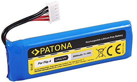 PATONA Batteria di ricambio per JBL GSP872693 01, 3000mAh 3,7V Li-Polimero, compatibile con JBL Flip 4 / Flip4 Special Edition, altoparlante Bluetooth Speaker