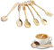 Juego de 6 cubertería vintage de metal tallado para postre, Cucharillas De Café y Tenedores Vintage, Tenedor de Fruta Estilo Royal, Cuchara de Postre de café para cocina, comedor, bar(Dorado)