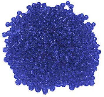 (1,9 mm/Blau dunkel) Rocallies Glasperlen - Bastelperlen aus Glas - 25 Farben mit Loch Perlen zum Basteln auffädeln Armbänder Traumfänger bunt Set DIY kleine große Kinder Bastelperlen Schmuck