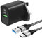 Fast UK Charger for Samsung Galaxy A71 5G A70 S21 Plus Ultra S20 FE/S10E A90 A30 M31S M51,Tab S7 S7+ S3 S4 S5e S6,Huawei P20 P30 P40 Lite Pro,Mate 20,QC3.0 Wall Main Plug Travel Adapter+2M USB C Cable